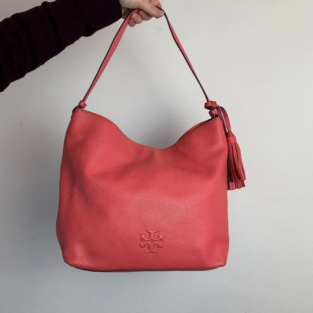 Tory Burch Coral Leather Shoulder Bag